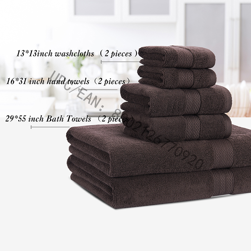 JMD TEXTILE Bathroom Towels Set, Combed Cotton Towels Gray Set of 6 Towels Kitchen Pool Household,Towels Durable Absorbent Comfortable Extra Large Towel(2 Washcloth,2 Hand Towels,2 Bath Towels)