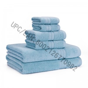 Bathroom Towels Set Clearance,Combed Cotton Towels Set of 6,2 Washcloth,2 Hand Towels,2 Bath Towels,Towels Pool Household Towels Durable Absorbent Comfortable Towels Extra Thick Soft(Light Blue, 6)