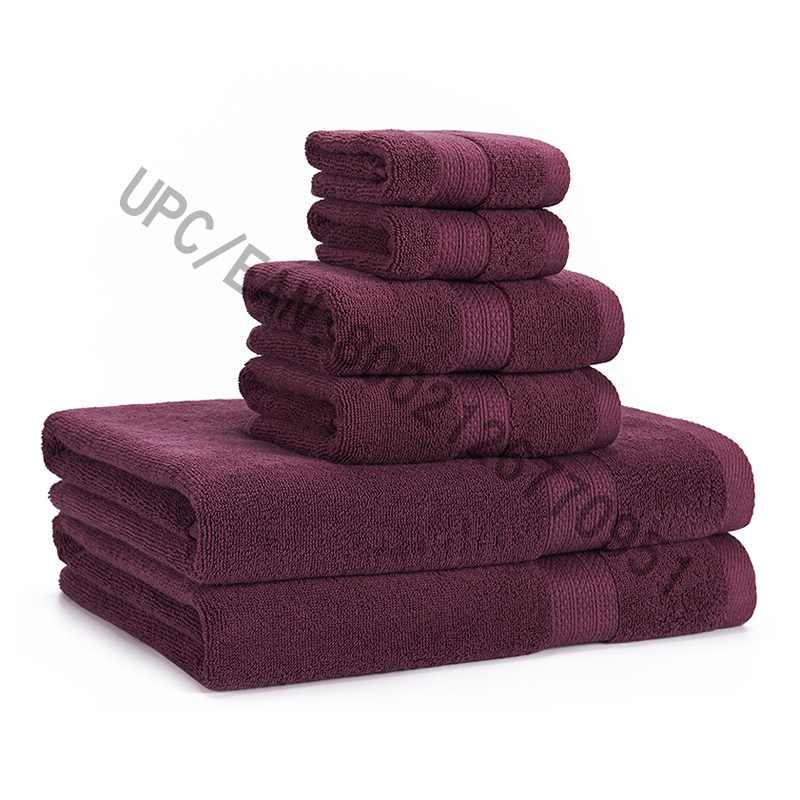 JMD TEXTILE Bathroom Towels Set, Towels Set of 6 Combed Cotton,2 Washcloth,2 Hand Towels,2 Bath Towels,Towels Pool Household Towels Durable Towels Comfortable Absorbent Purple Bathroom Towel Set